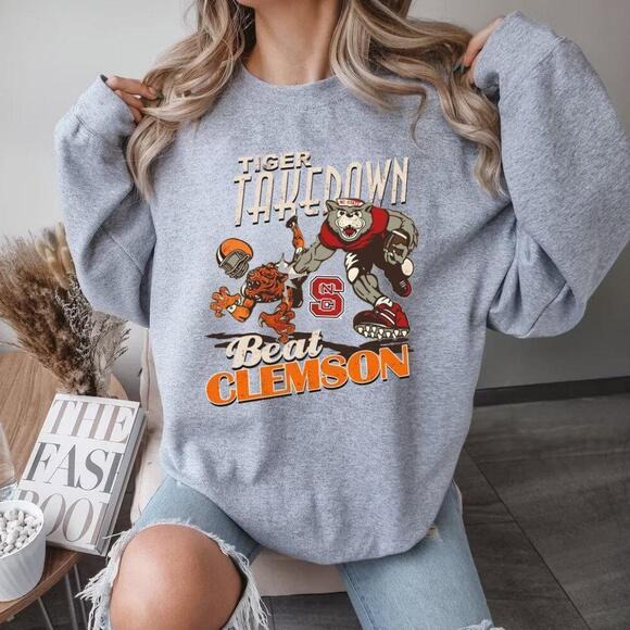 Gildan Tops - Tiger Takedown Football Grey Sweatshirt